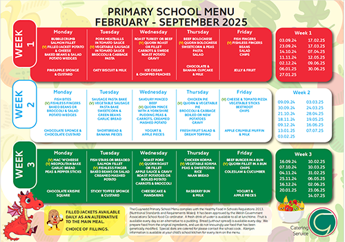 Primary School Menu 2025-26